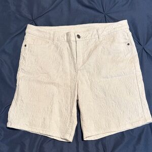 Women's White Textured Shorts